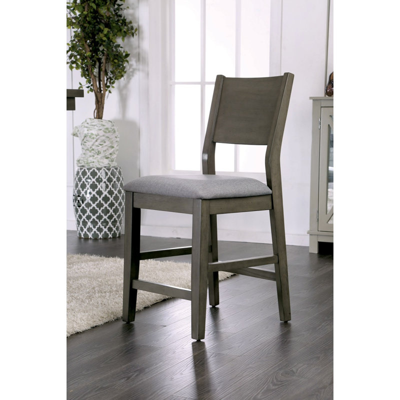 Ensemble de chaises de salle à manger grises à hauteur de comptoir rembourrées en tissu de 2 pièces
