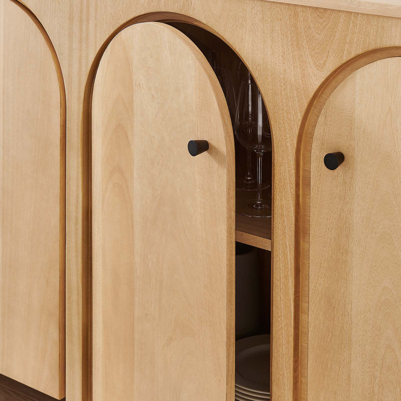 Appia 71" Oak Wood Veneer 4-Door Sideboard Cabinet