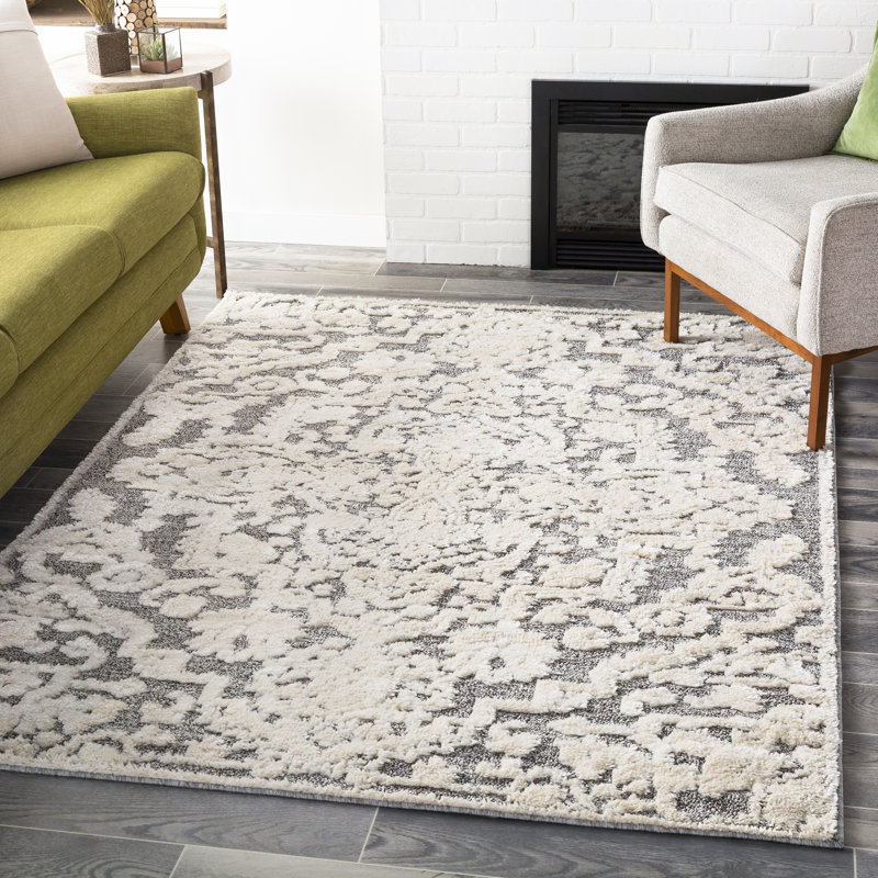 Tapis oriental gris Hervey, Rectangle 5 pi 3 po x 7 pi 3 po