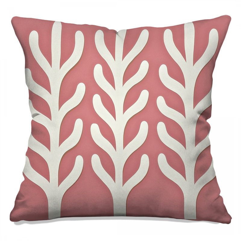Botanical Throw Pillow, Abstract Double Sided Pillows, Square 20", Pink Abstract