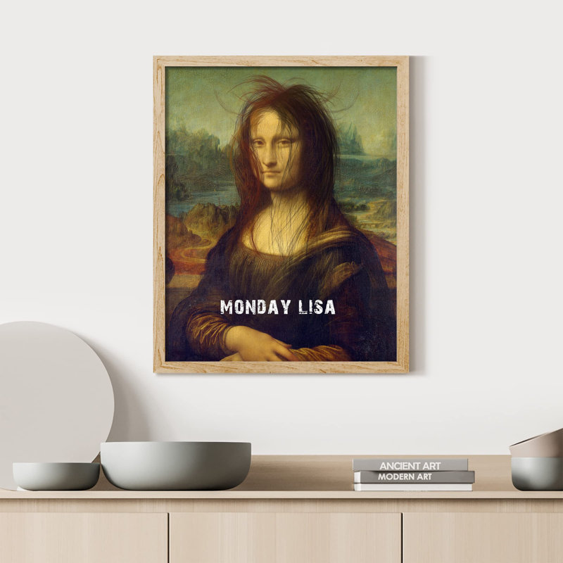 " Mona Lisa Famous Painting Funny Joke Da Vinci Popular Meme Art Spoof Italian Master ", 16" H x 12" W, Natural