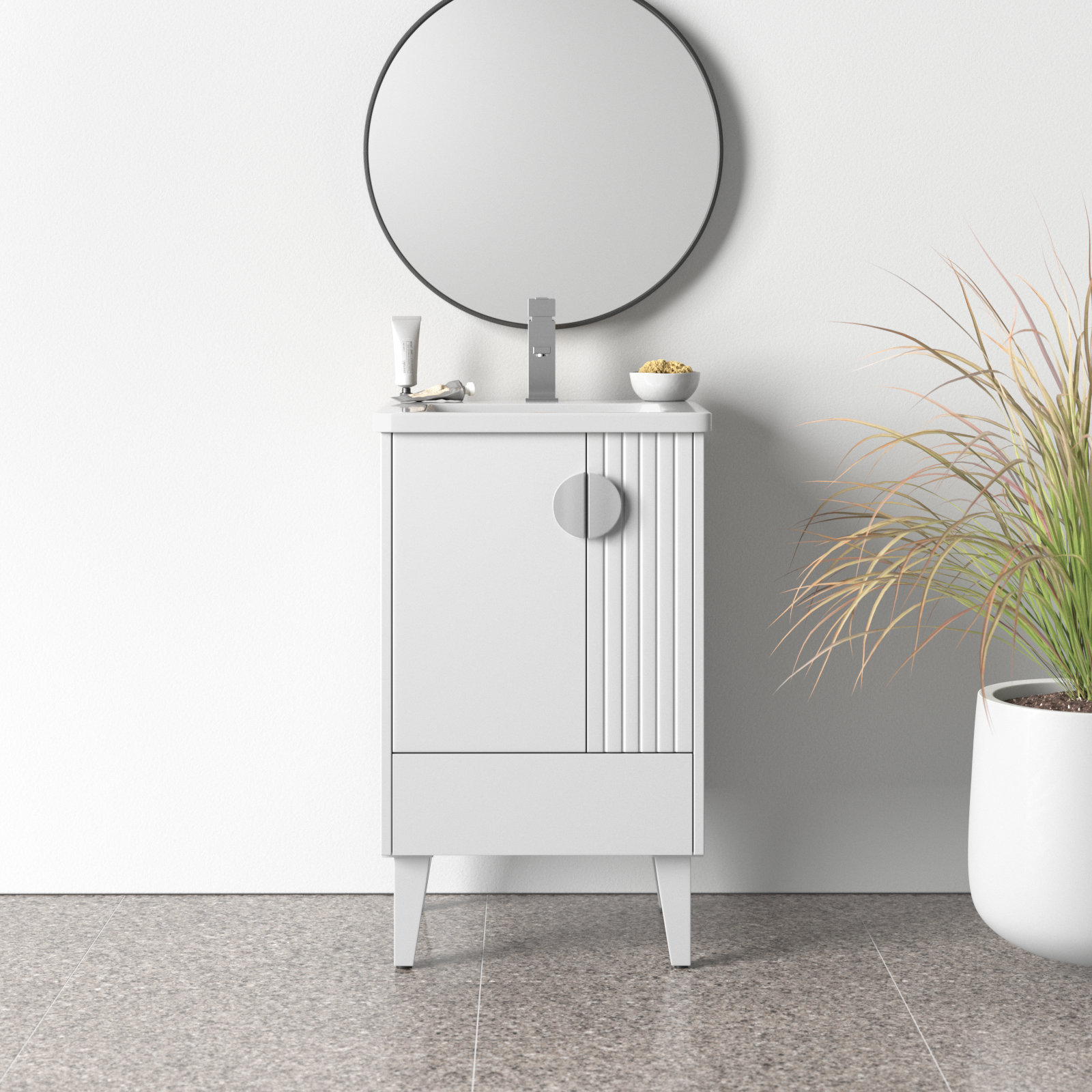 Saimah 20'' Single Bathroom Vanity, White Matte, Polished Chrome