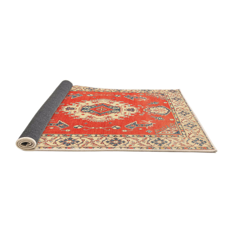 Tapis rouge/bleu traditionnel Andora, Rond 5 pi
