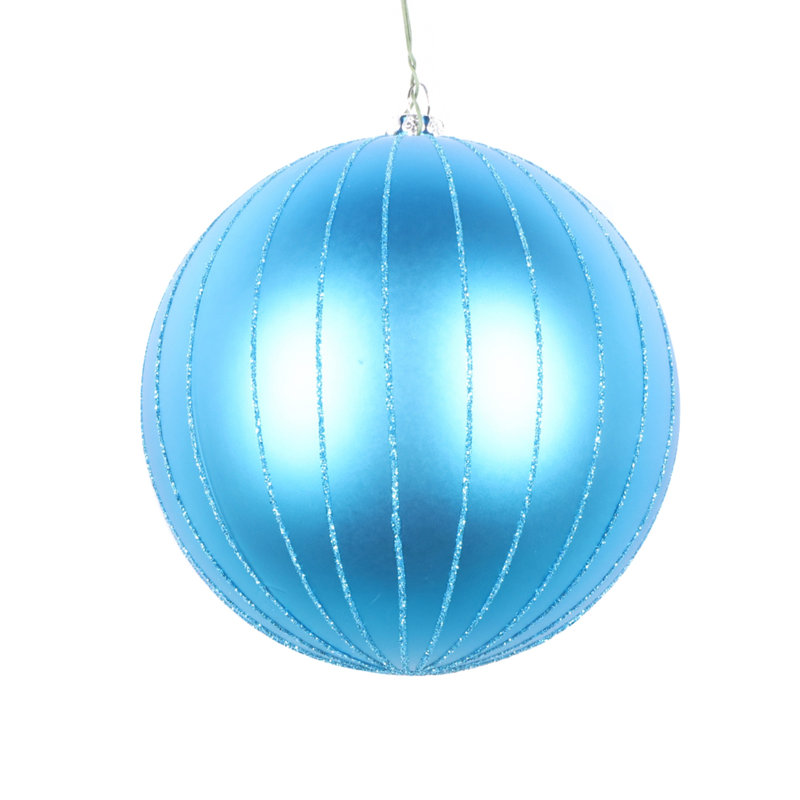 Ornement boule mat scintillante, H 4 po x l 4 po x P 4 po, Turquoise