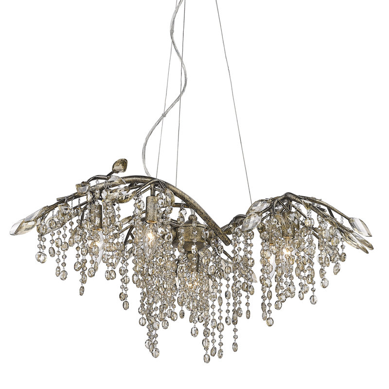 Montriel 6 - Light Steel Dimmable Tiered Chandelier, Mystic Gold
