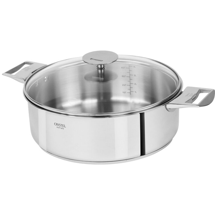 Cristel Multiply Casteline Stainless Steel Saucepan with Lid 3.5 qt