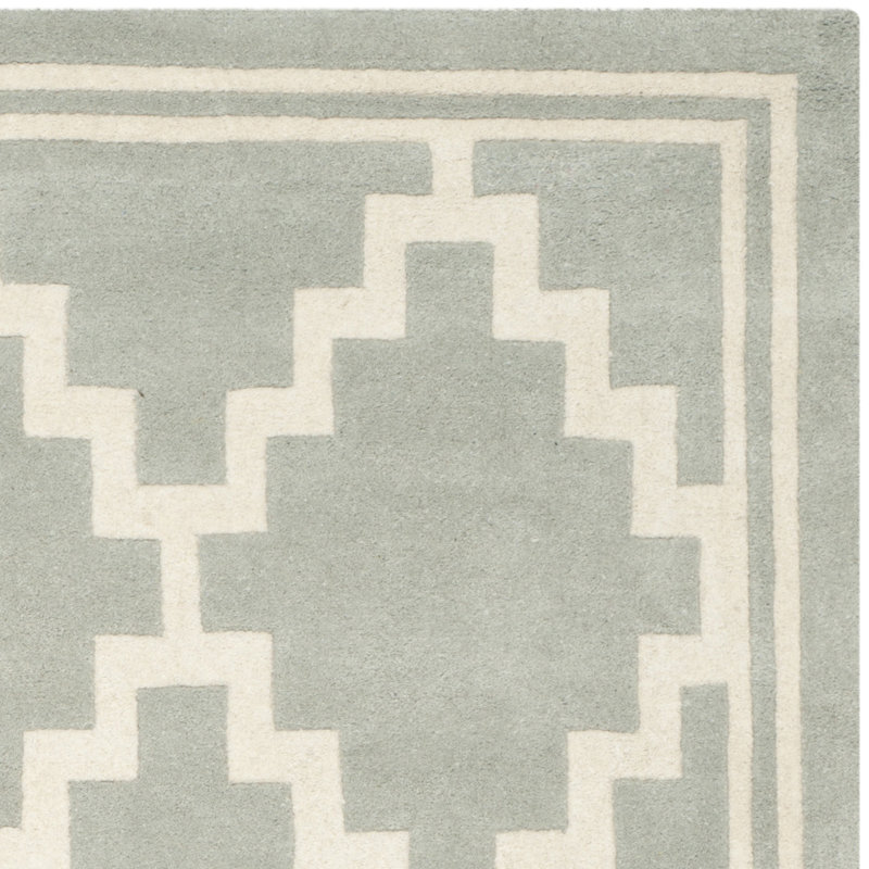 Tapis gris en laine touffeté à la main Carolene, Rectangle de 3 pi x 5 pi