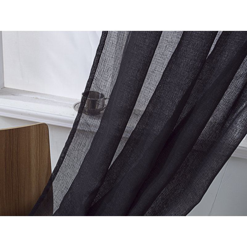 Landrienne Sheer Curtain Single Panel, Black