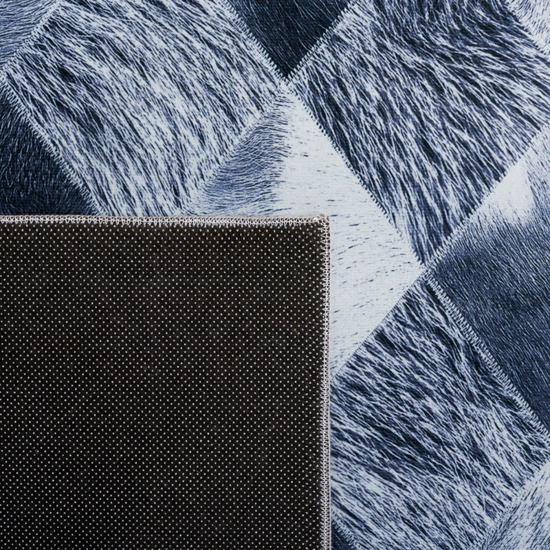 Tapis gris / gris foncé en polyester tissé à la machine, Rectangle 9 pi x 12 pi