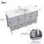 Meuble-lavabo 60 po avec lavabo séparé, grand meuble-lavabo moderne avec portes à fermeture douce et 4 tiroirs-126271705