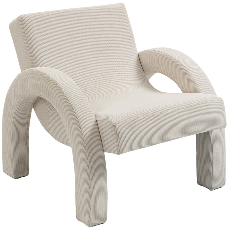 Fauteuil Hodon, Tissu en velours côtelé crème