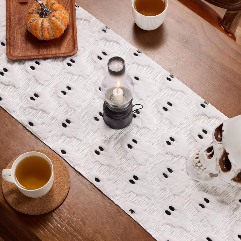 Décoration de table de salle à manger pour la fête d'automne 13 x 72 pouces White Ghost