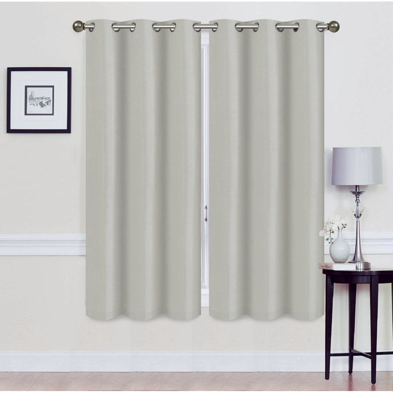 Solid Blackout Thermal Grommet Curtain Panel Set, Silver, 38" W x 63" L
