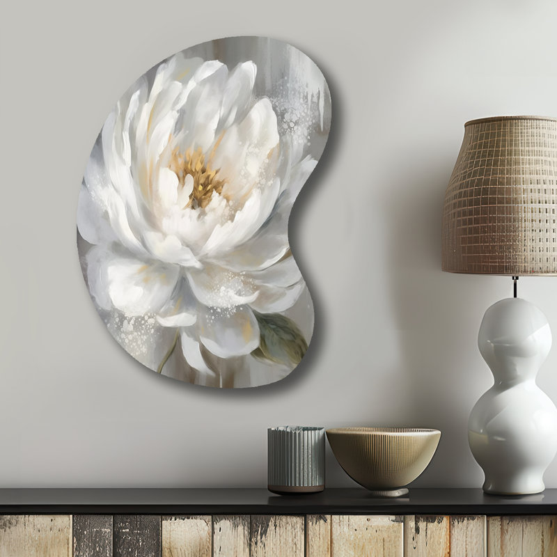 Surette - pivoines décoratives uniques en métal, sculpture murale asymétrique en métal, H 31 po x l 22 po