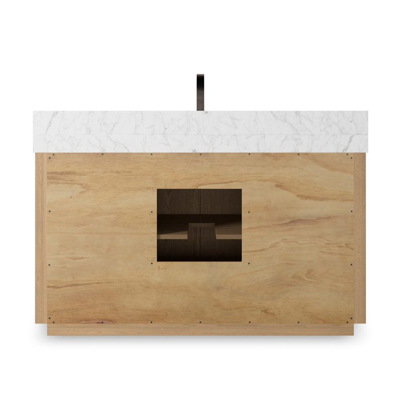 Everett Single Wide Vanity-Satin Light Wash Oak, Satin Light Wash Oak