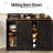 Abrianna Farmhouse Coffee Bar Cabinet with 6 Hooks, 47 Inch Coffee Bar Hutch with 9 Wine Racks, Buffet Cabinet with Sliding Barn Door-2026812763