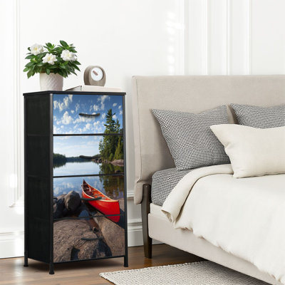 4 Drawer Dresser for Bedroom, Narrow Chest of Drawers, Wooden Top and Study Iron Frame 18"x37.5"-(WxH)