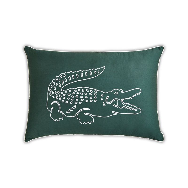 Lacoste Croc Decorative Throw Pillow, 100% Cotton Brushed Twill Accent Pillow, Modern Casual Home Decor Pillow with Iconic Crocodile Design, OEKO-TEX Certified, Gray, 16"x24"