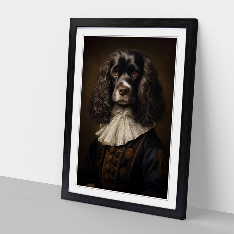 Cocker Spaniel Classicism - Single Picture Frame Print on Wood, 46cm H x 34cm W x 2cm D, Black Framed