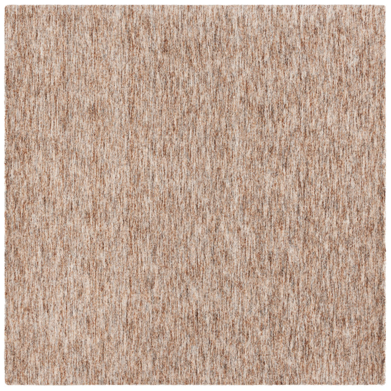 Algimas Handloomed Wool Cotton Abstract Rug in Beige/Rust, Square 6'