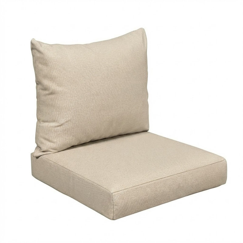 Sunbrella Outdoor Solid Knife Edge Deep Seating Pillow and Cushion Set, Sunbrella - Canvas Cloud, 29 in W x 27 in D x 5 in H
