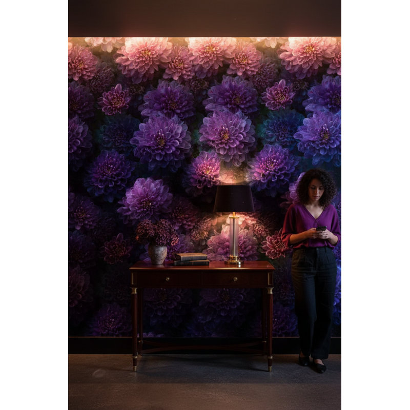 Papier peint floral mauve vibrant