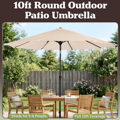 Kelton 10' W Crank Lift Auto-Tilt Patio Umbrella