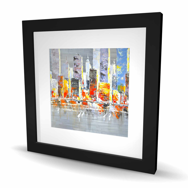 «Color Splash Cityscape», reproduction matte encadrée contemporaine, Noir