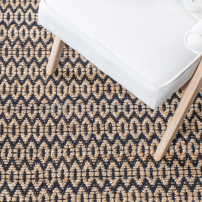 Alexandrina Geometric Handmade Power Loom Area Rug in Brown/Black, Rectangle 2'3" x 5'