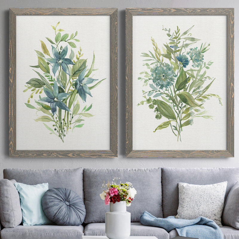 «Greenery I», ensemble de reproduction d'art sur toile, Cadre gris, H 24 po x l 36 po x P 1,5 po