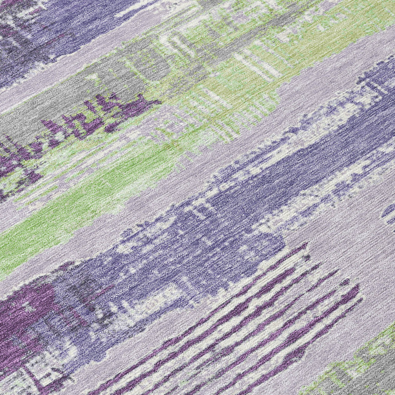 Lavender Flat Woven Synthetic Rectangular Washable Rug 3' x 5'