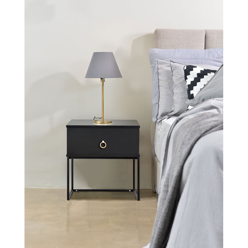 muir 50.2 cm W Bedside Table, Black