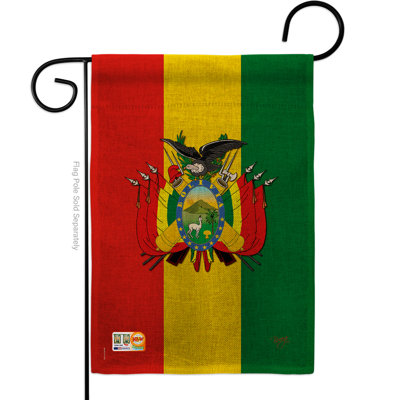 Drapeau de jardin à 2 côtés 5 pi 5 po x 1 pi. bolivie de la nationalité du monde en toile jute