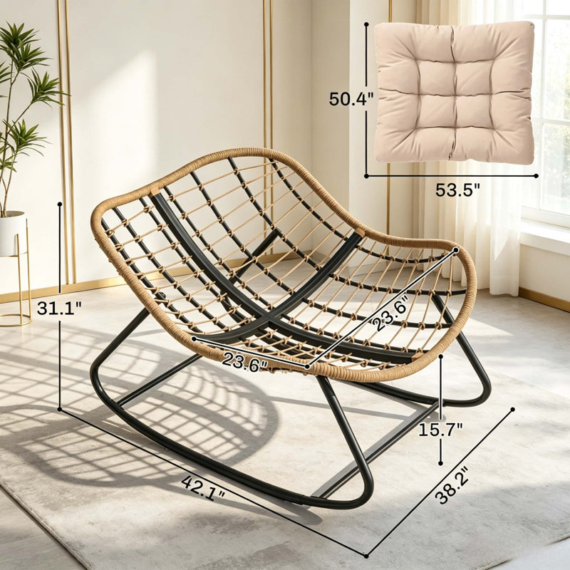 Fauteuil à bascule surdimensionné avec coussin moelleux pour une détente intérieure et extérieure