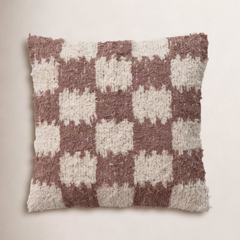 Rustic Check Woven Cotton Pillow