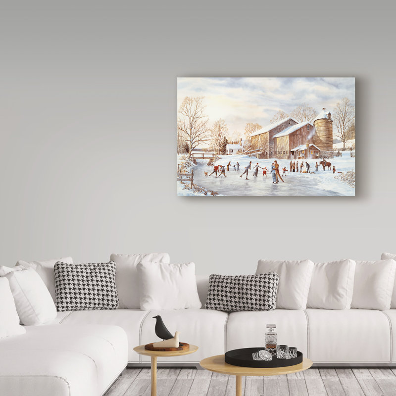 «The Skating Party» par Dravon, reproduction d'art sur toile tendue, H 22 po x l 32 po x P 2 po