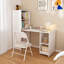 Bureau extensible 3-en-1 avec rangement, roulettes et plateau blanc pour petits espaces