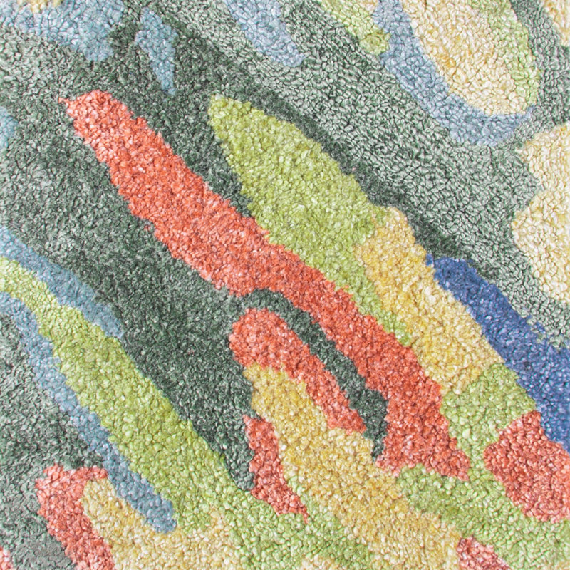 Reflections Abstract Handmade Tufted Green/Blue/Red Area Rug, Rectangle 8' x 10'
