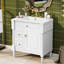 Meuble-lavabo autoportant avec lavabo en céramique, armoire de rangement avec tiroir rabattable et tablette réglable-121683356-121683373