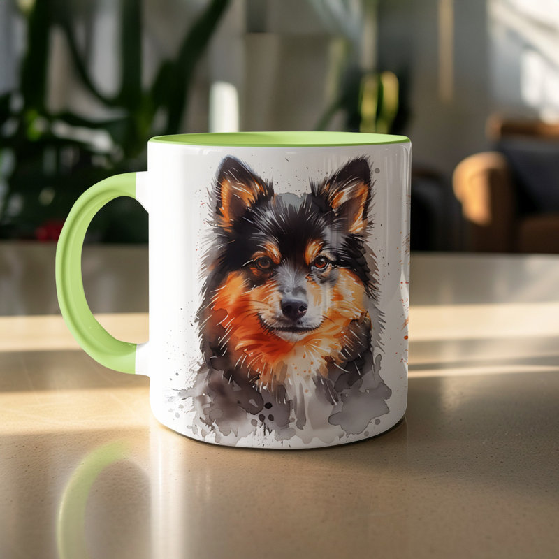 Watercolor Gordon Setter Design 11oz Coffee Mug, 4, Light Green