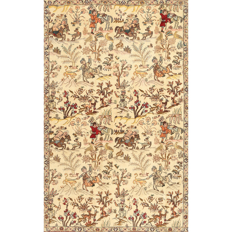Tapis de pêche/brun clair/brun traditionnel Bassett, Rectangle 2 pi x 3 pi