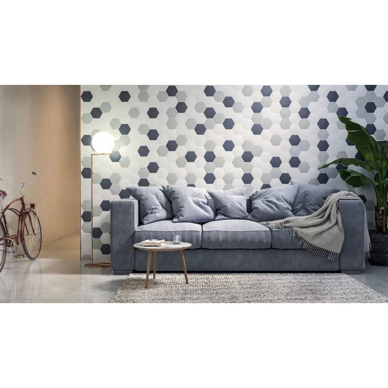 Mirage Hex 6" x 6.8" Flat Porcelain Wall & Floor Tile, Indigo