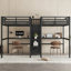 Lit mezzanine simple au-dessus d'un lit simple en métal avec bureau double, armoire et tablettes avec prise électrique pour économiser de l'espace et réduire le bruit-1692493598