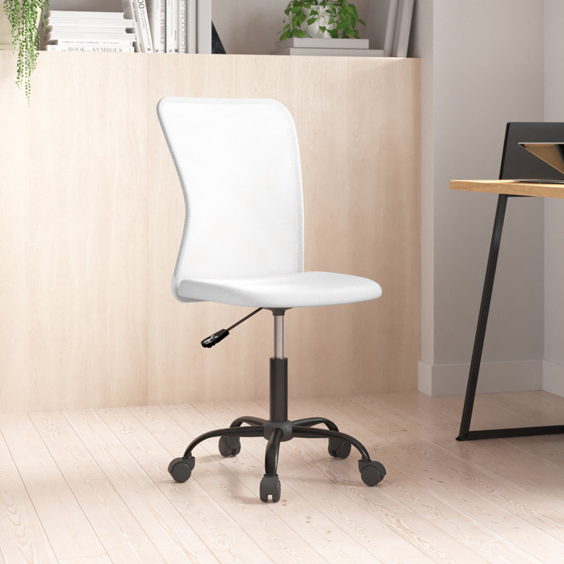 Chaise de bureau sans accoudoirs à hauteur réglable, Blanc