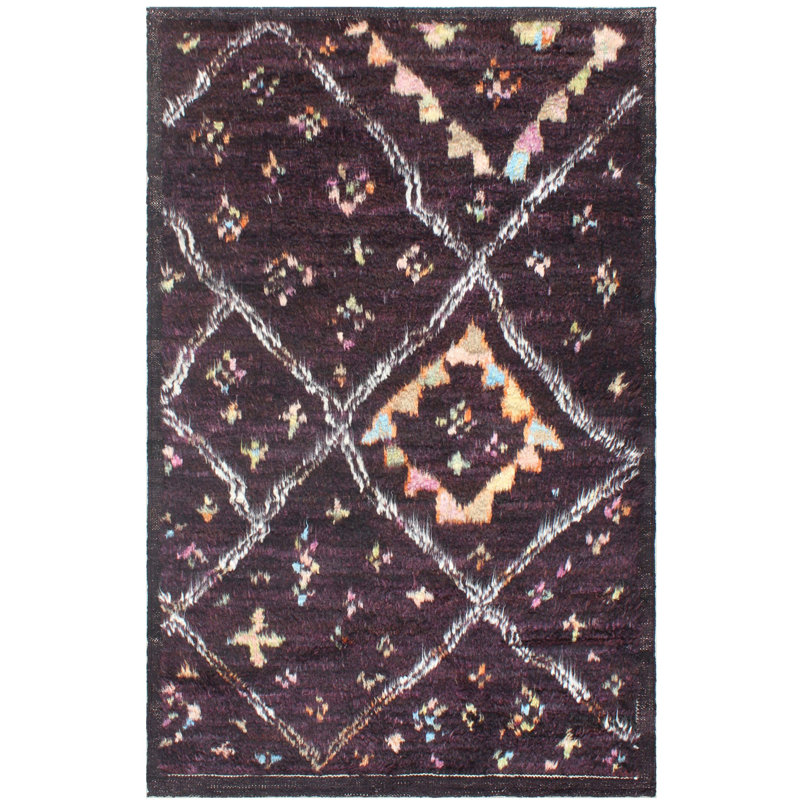 Rectangle 96 cm x 154 cm Geometric Hand Knotted Area Rug
