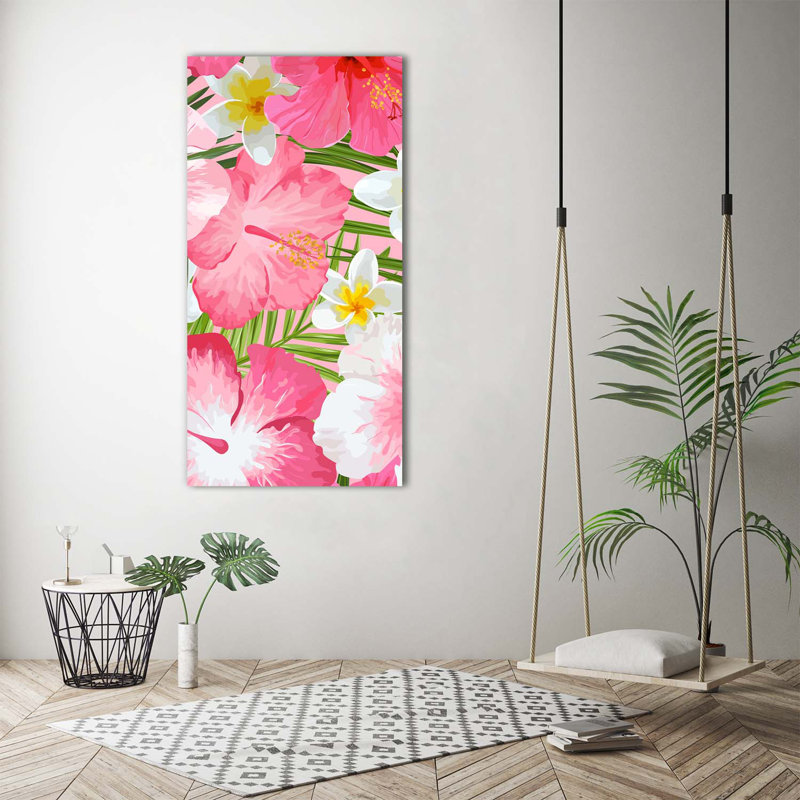 Tropical Flowers - Wrapped Canvas Print, 140cm H x 70cm W