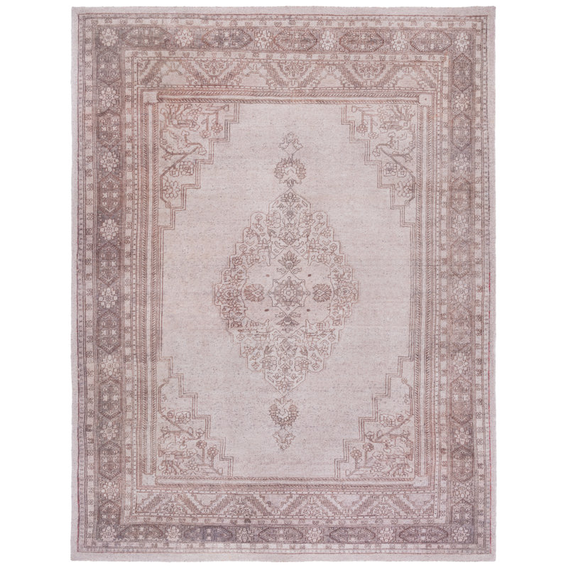 Tapis gris / beige touffeté à la main Bil bateau, Rectangle 8 pi x 10 pi