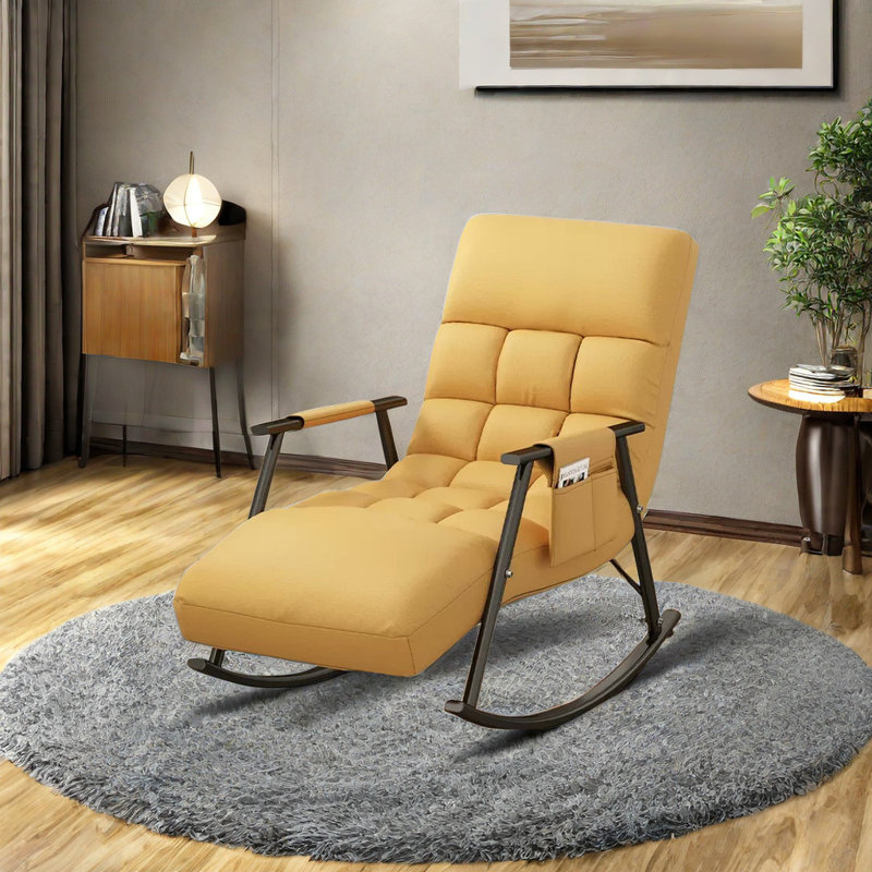 Chaise berçante réglable ergonomique en métal, Jaune, Noir