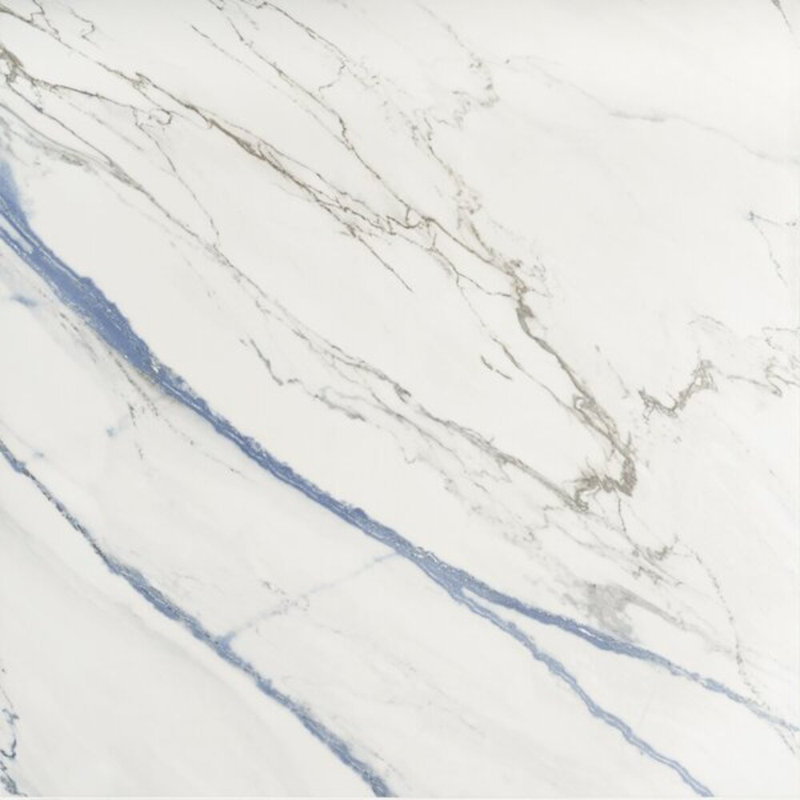 Calacatta Azur 24X24 Matte Porcelain Tile, Blue/White/Gray