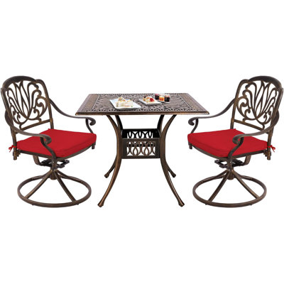 Crelake 2 - Person Patio Dining Set with Square Table , Cushions Included